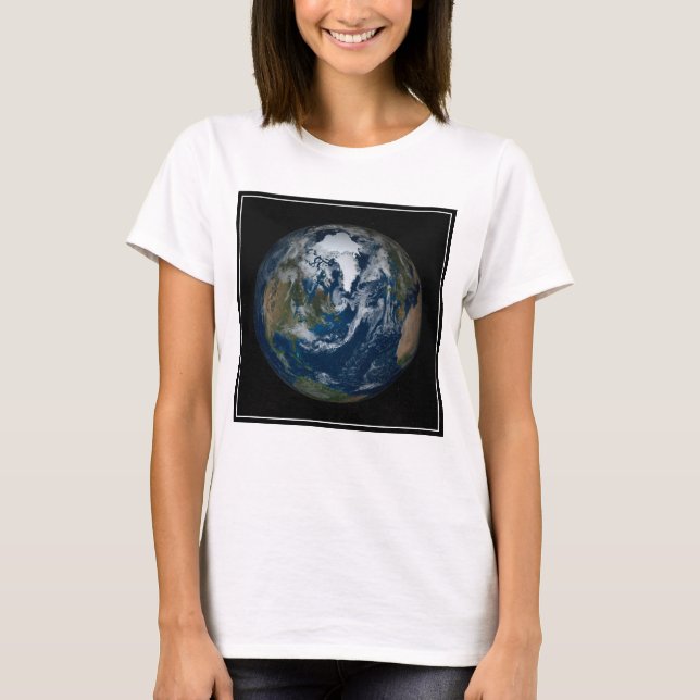 Earth With Clouds And Sea Ice 2 T-Shirt (Front)