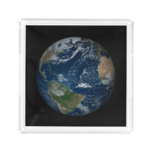 Earth With Clouds And Sea Ice Acrylic Tray