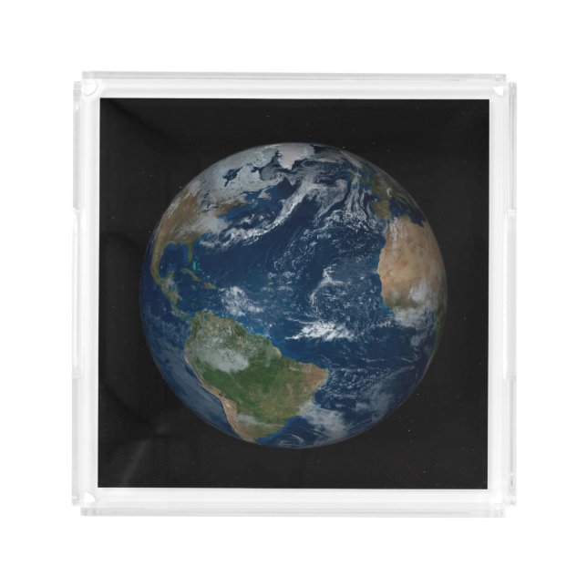 Earth With Clouds And Sea Ice Acrylic Tray (Front)