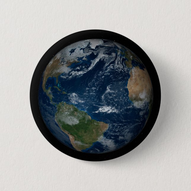 Earth With Clouds And Sea Ice Button (Front)