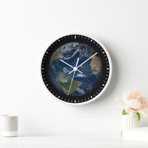 Earth With Clouds And Sea Ice Clock