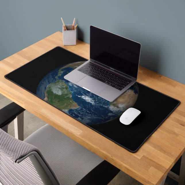 Earth With Clouds And Sea Ice Desk Mat (Office 2)