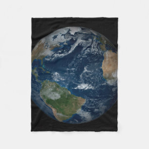Earth With Clouds And Sea Ice Fleece Blanket