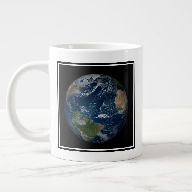 Earth With Clouds And Sea Ice Giant Coffee Mug (Left)