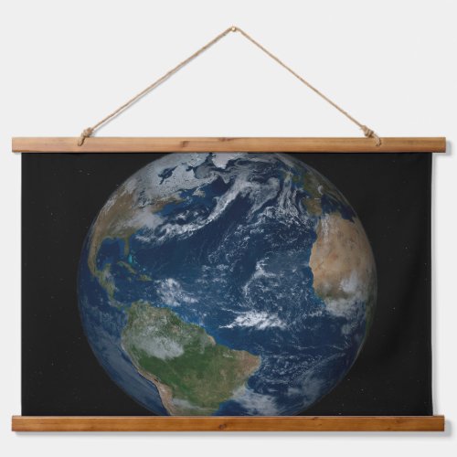 Earth With Clouds And Sea Ice Hanging Tapestry