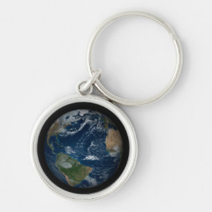 Earth With Clouds And Sea Ice Keychain