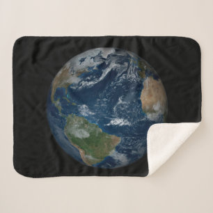 Earth With Clouds And Sea Ice Sherpa Blanket