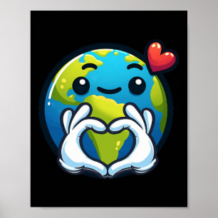 Earth With Heart Hands Love Earth Day Poster