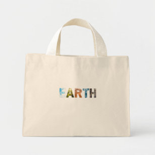 EARTH with sky, trees, desert, ocean and rocks  Mini Tote Bag