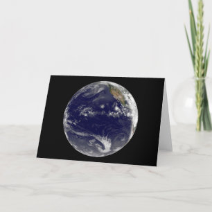 Earth With Three Tropical Cyclones In The Pacific. Card