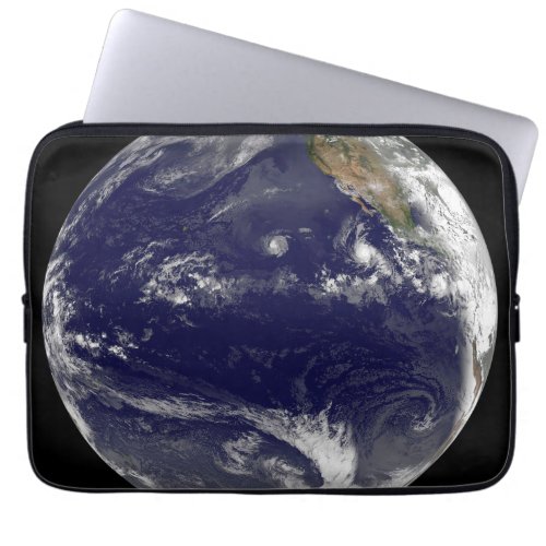 Earth With Three Tropical Cyclones In The Pacific Laptop Sleeve