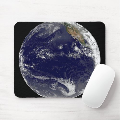 Earth With Three Tropical Cyclones In The Pacific Mouse Pad