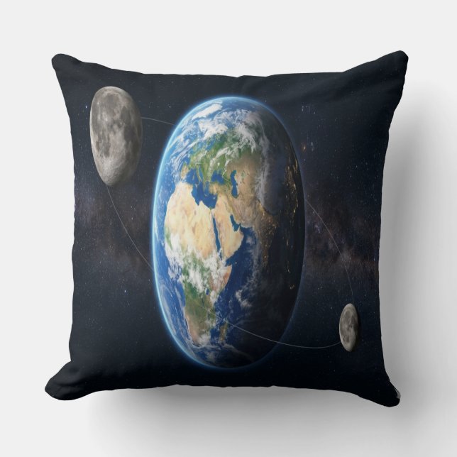 Earth with Two Moons Throw Pillow (Front)