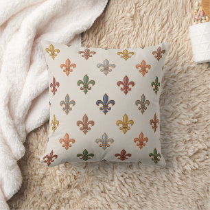 Earth Woodlands Fleur-de-lis Design Light Throw Pillow