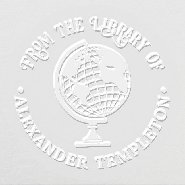Earth World Globe Map #2 Round Library Book Name Embosser (Design)
