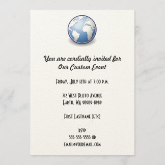 Earth World Globe Tango Invitation