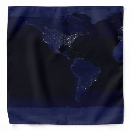 Earth World Map City Lights at Night Satellite Bandana