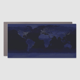 Earth World Map City Lights at Night Satellite Car Magnet