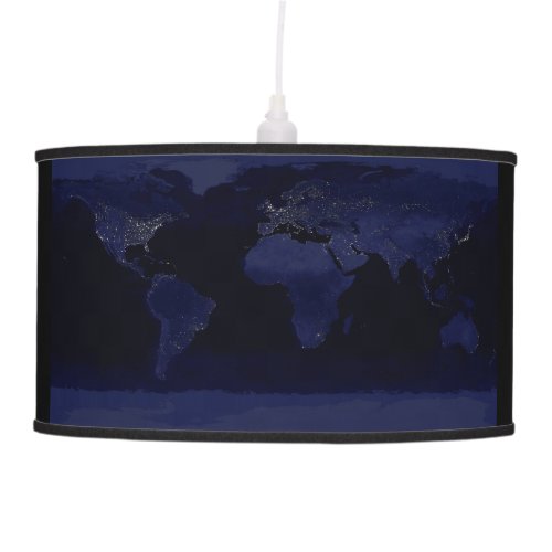 Earth World Map City Lights at Night Satellite Ceiling Lamp