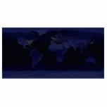 Earth World Map City Lights at Night Satellite Cutout<br><div class="desc">The Earth map like a midnight blue in the blackness of space. Cities glitter like scattered jewels, strung across continents like threads of light. Europe is a bright tapestry, while Africa’s darkness is punctuated by the glow of its major cities. Even remote islands and archipelagos show signs of human habitation....</div>
