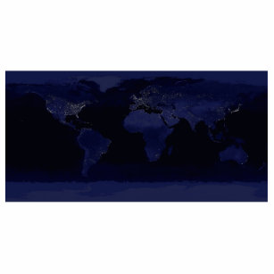Earth World Map City Lights at Night Satellite Cutout