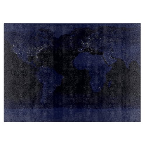 Earth World Map City Lights at Night Satellite Cutting Board