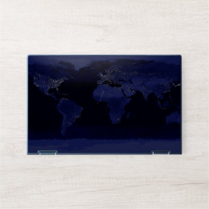 Earth World Map City Lights at Night Satellite HP Laptop Skin