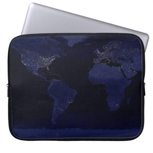 Earth World Map City Lights at Night Satellite Laptop Sleeve