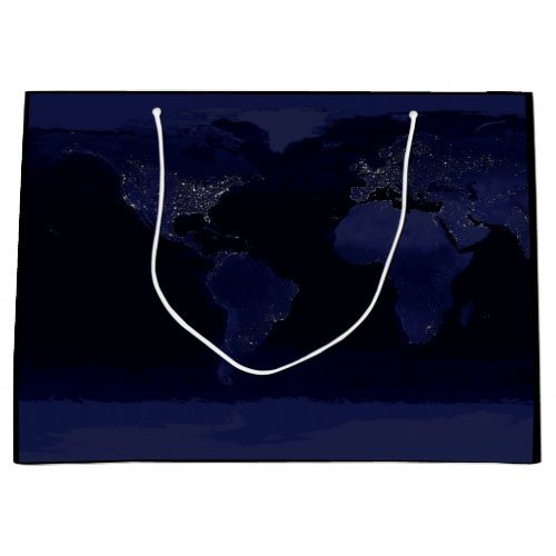 Earth World Map City Lights at Night Satellite Large Gift Bag