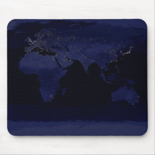 Earth World Map City Lights at Night Satellite Mouse Pad