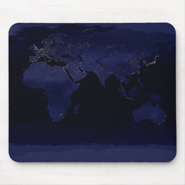 Earth World Map City Lights at Night Satellite Mouse Pad (Front)
