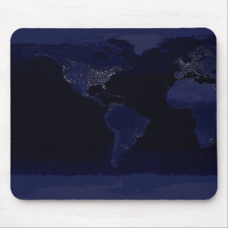 Earth World Map City Lights at Night Satellite Mouse Pad