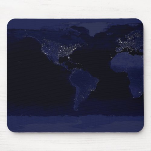 Earth World Map City Lights at Night Satellite Mouse Pad