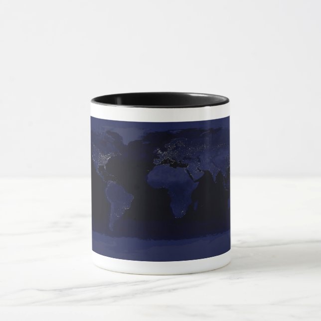 Earth World Map City Lights at Night Satellite Mug (Center)