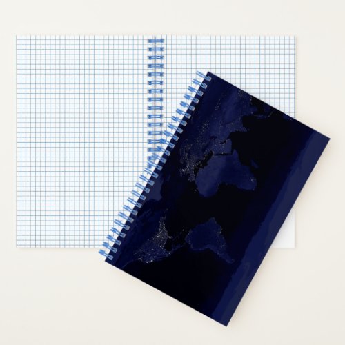 Earth World Map City Lights at Night Satellite Notebook