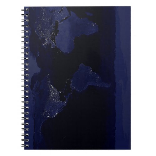 Earth World Map City Lights at Night Satellite Notebook