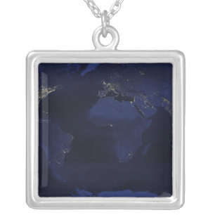 EarthÃ¯Â¿Â½s human-generated nighttime lights Silver Plated Necklace
