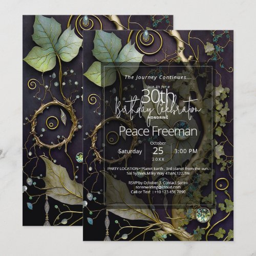 Earthborn | Botanical Gemstone Abstract Invitation