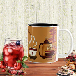Earthen Brown Mud Teapot Afternoon High Tea Party Two-Tone Coffee Mug