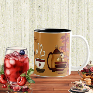 Earthen Brown Mud Teapot Afternoon High Tea Party Two-Tone Coffee Mug
