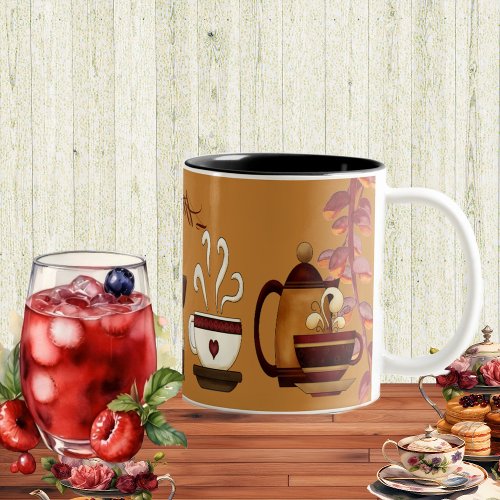 Earthen Brown Mud Teapot Afternoon High Tea Party  Two_Tone Coffee Mug