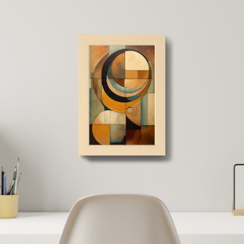 Earthen Elegance Abstract Circle and Curves Oil P Framed Art