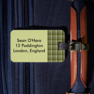 Earthen Green Plaid Luggage Tag