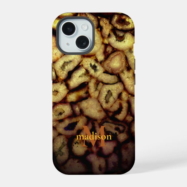 Earthen Green Quartz Agates monogram Iphone Case (Back)