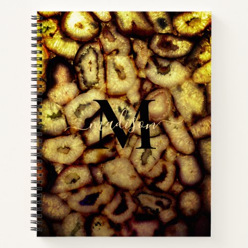 Earthen Green Quartz Agates monogram Notebook