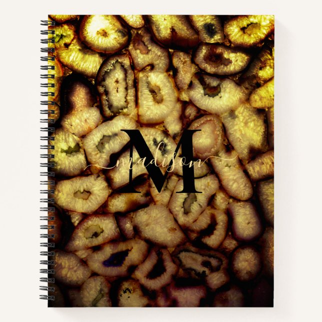 Earthen Green Quartz Agates monogram Notebook (Front)