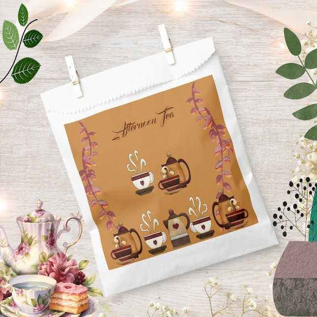 Earthen Mud Brown Teapot Cup Afternoon Tea Party  Favor Bag (Earthen Mud Brown Teapot Cup Afternoon Tea Party Favor Bag)