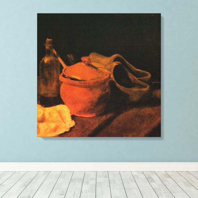 Earthenware, Bottle and Clogs by Vincent van Gogh Canvas Print (Insitu(Wood Floor))
