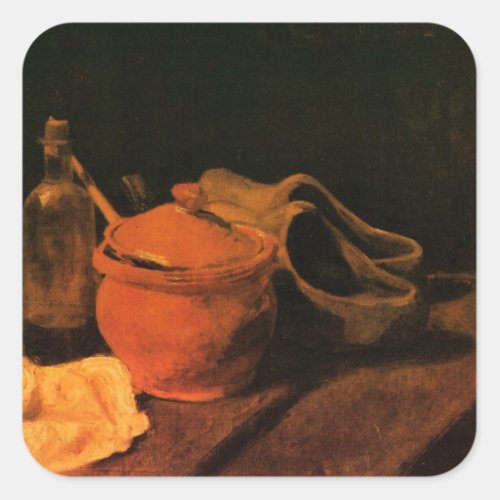 Earthenware Bottle and Clogs by Vincent van Gogh Square Sticker