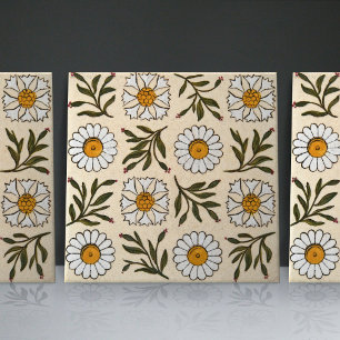 Earthenware Daisies Seamless white green florals Ceramic Tile
